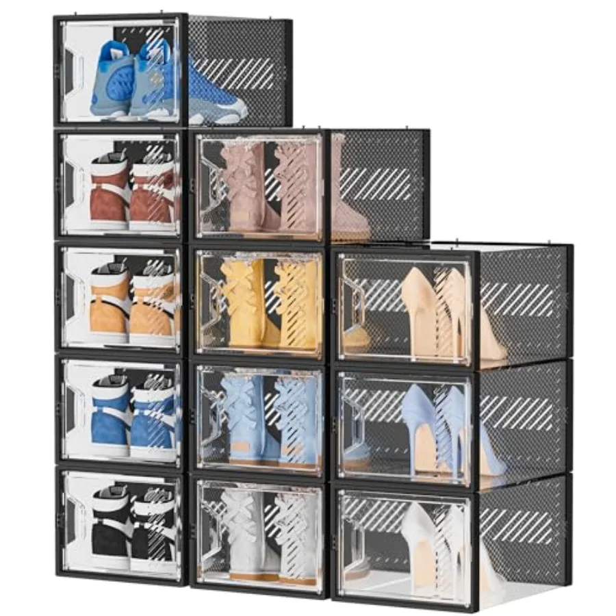Shoe Storage, 12 Pack X-Large Shoe Organizer for Closet, Shoe Boxes Clear Plastic Stackable Shoe Storage Boxes for Size 13
Shoe Storage, 12 Pack X-Large Shoe Organizer for Closet, Shoe Boxes Clear Plastic Stackable Shoe Storage Boxes for Size 13