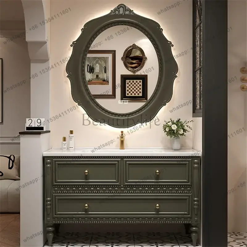 French retro floor-to-ceiling bathroom cabinet combination ceramic integrated basin toilet hand wash washbasin cabinet
French retro floor-to-ceiling bathroom cabinet combination ceramic integrated basin toilet hand wash washbasin cabinet