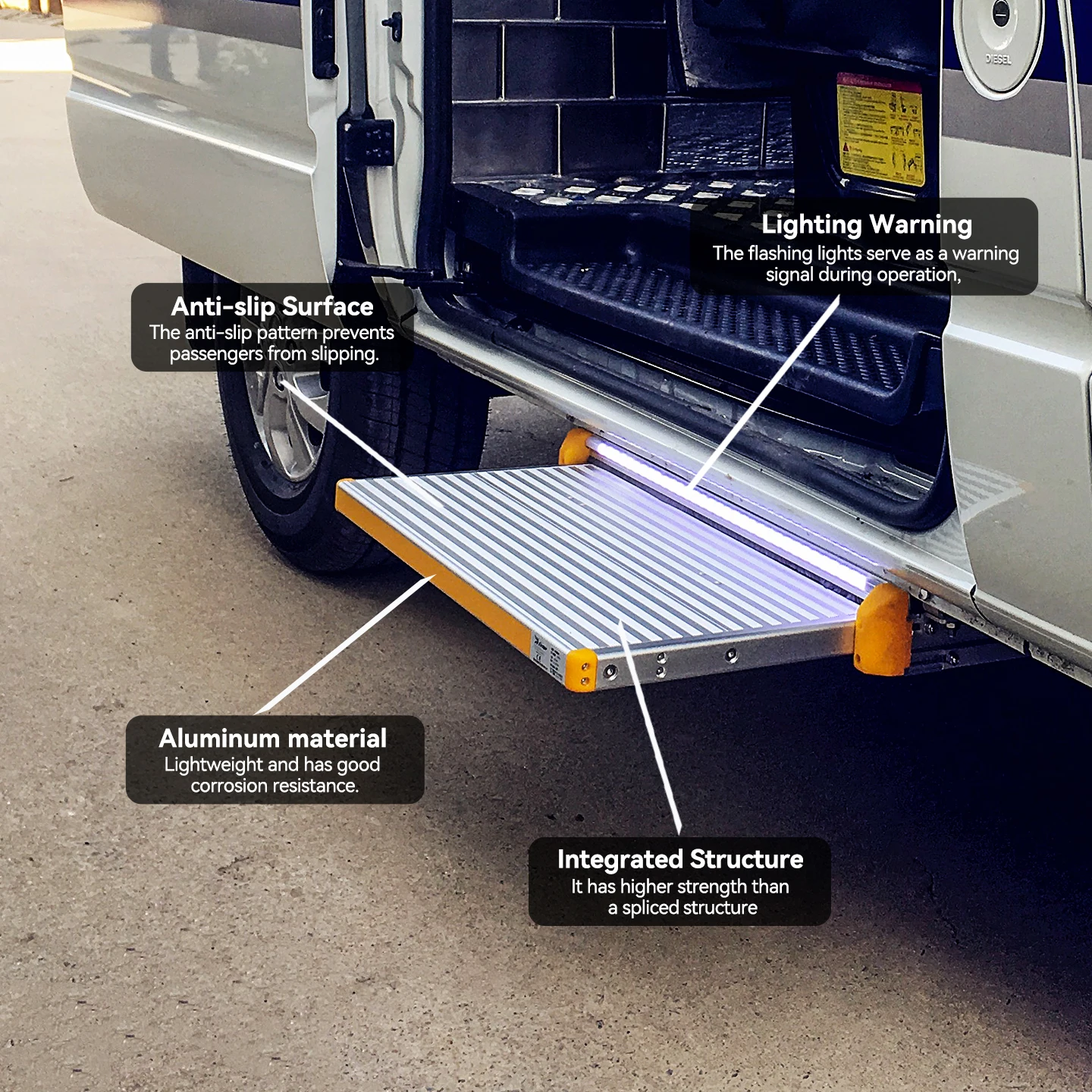 RV Caravan Camper Travel Trailer Motorhome Electric Aluminum Sliding Step Door Slide Foot Step CE Certification Led Lighting
RV Caravan Camper Travel Trailer Motorhome Electric Aluminum Sliding Step Door Slide Foot Step CE Certification Led Lighting