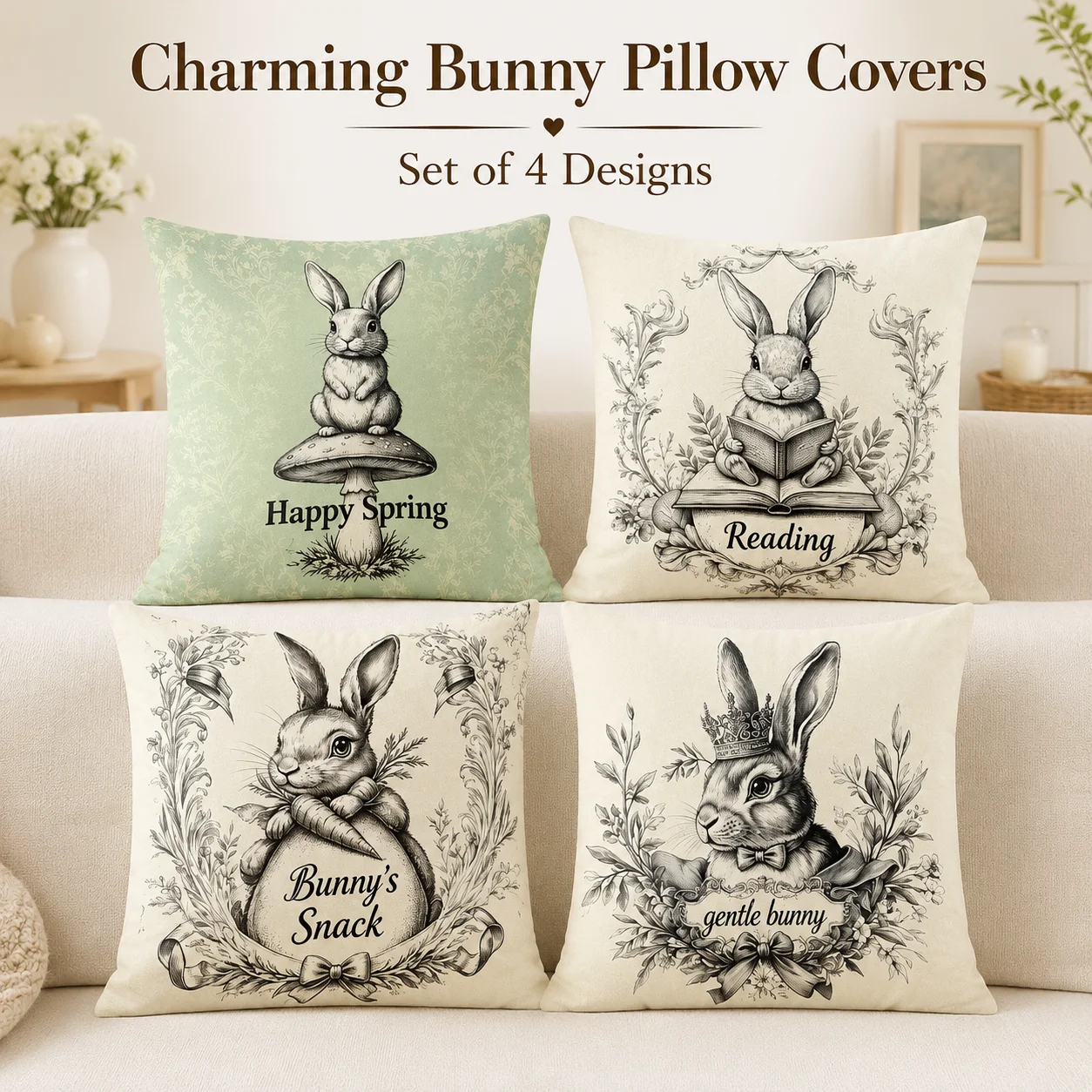 4Pcs Aesthetic Rabbit Pillowcase Peach Skin 2D Flat Printed Line Art Cushion Covers Coussin Room Decor Gift For Home
4Pcs Aesthetic Rabbit Pillowcase Peach Skin 2D Flat Printed Line Art Cushion Covers Coussin Room Decor Gift For Home