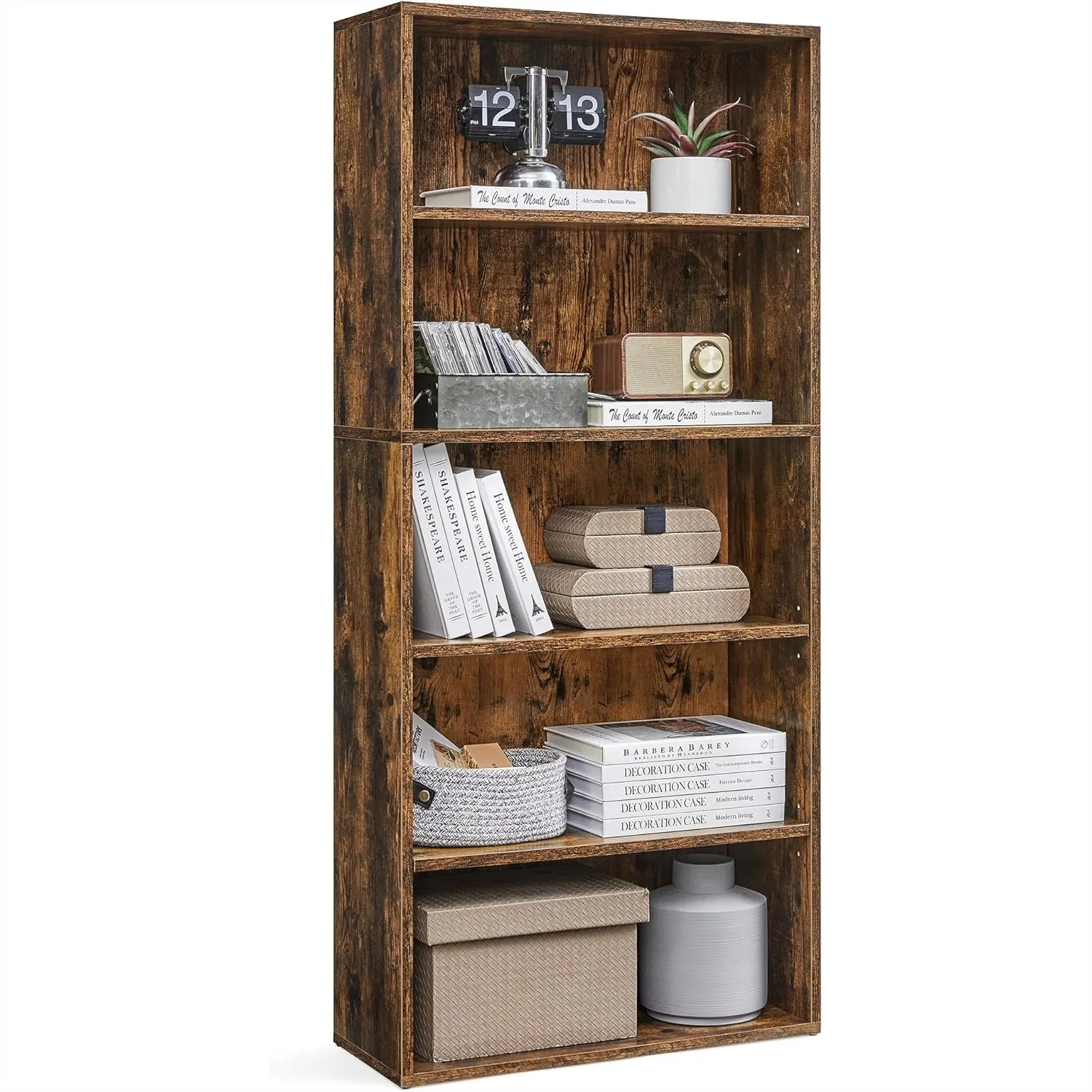 5-Tier Bookcase, Open Storage Shelf, 9.4x23.6x52.5 Inches, Adjustable Shelves, Rustic Brown for Living Room, Home Office
5-Tier Bookcase, Open Storage Shelf, 9.4x23.6x52.5 Inches, Adjustable Shelves, Rustic Brown for Living Room, Home Office