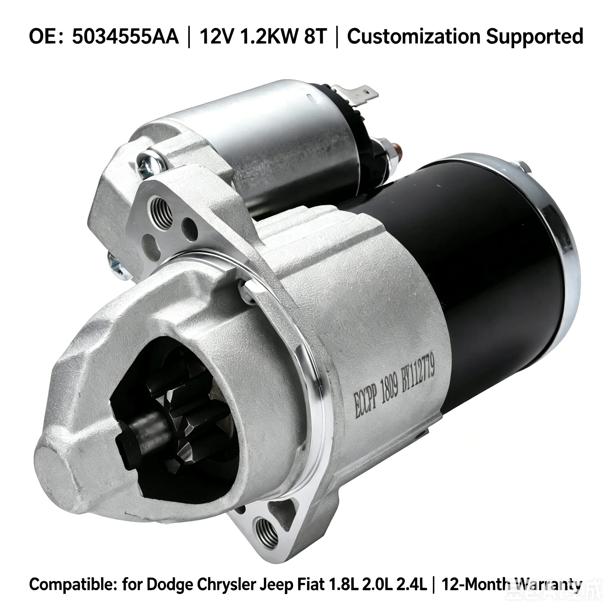 12V 1.2KW 8T Car Starter R5034555AA 5034555AA Fit Jeep Compass Patriot Dodge Caliber SRT4 Sebring Freemont 07-20 1.8L 2.0L 2.4L
12V 1.2KW 8T Car Starter R5034555AA 5034555AA Fit Jeep Compass Patriot Dodge Caliber SRT4 Sebring Freemont 07-20 1.8L 2.0L 2.4L