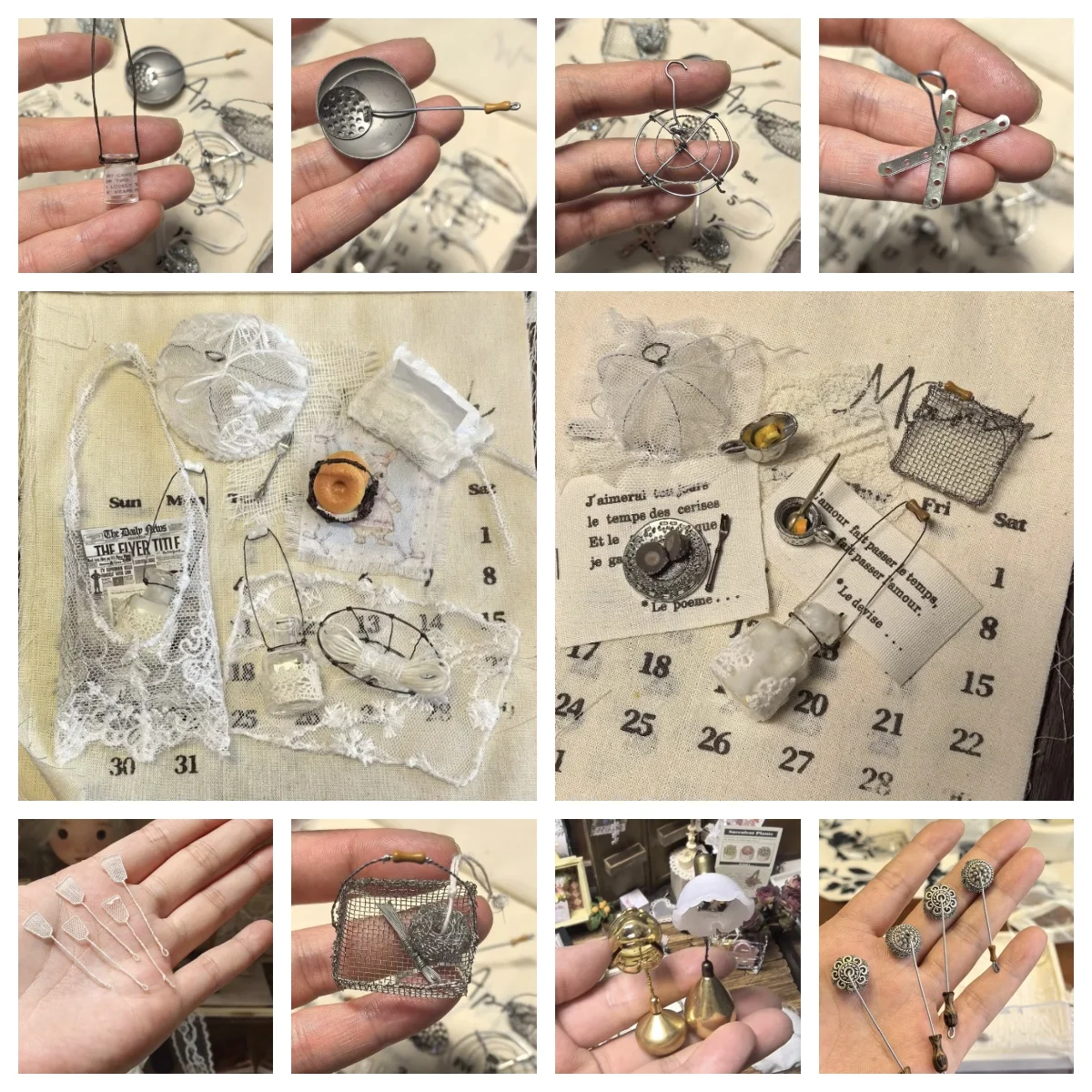 Handmade Lace Set & Wrought Iron Kitchen Tools, Vintage Miniature Dollhouse Accessories for Farmhouse Kitchen Display 1:12 Scale
Handmade Lace Set & Wrought Iron Kitchen Tools, Vintage Miniature Dollhouse Accessories for Farmhouse Kitchen Display 1:12 Scale