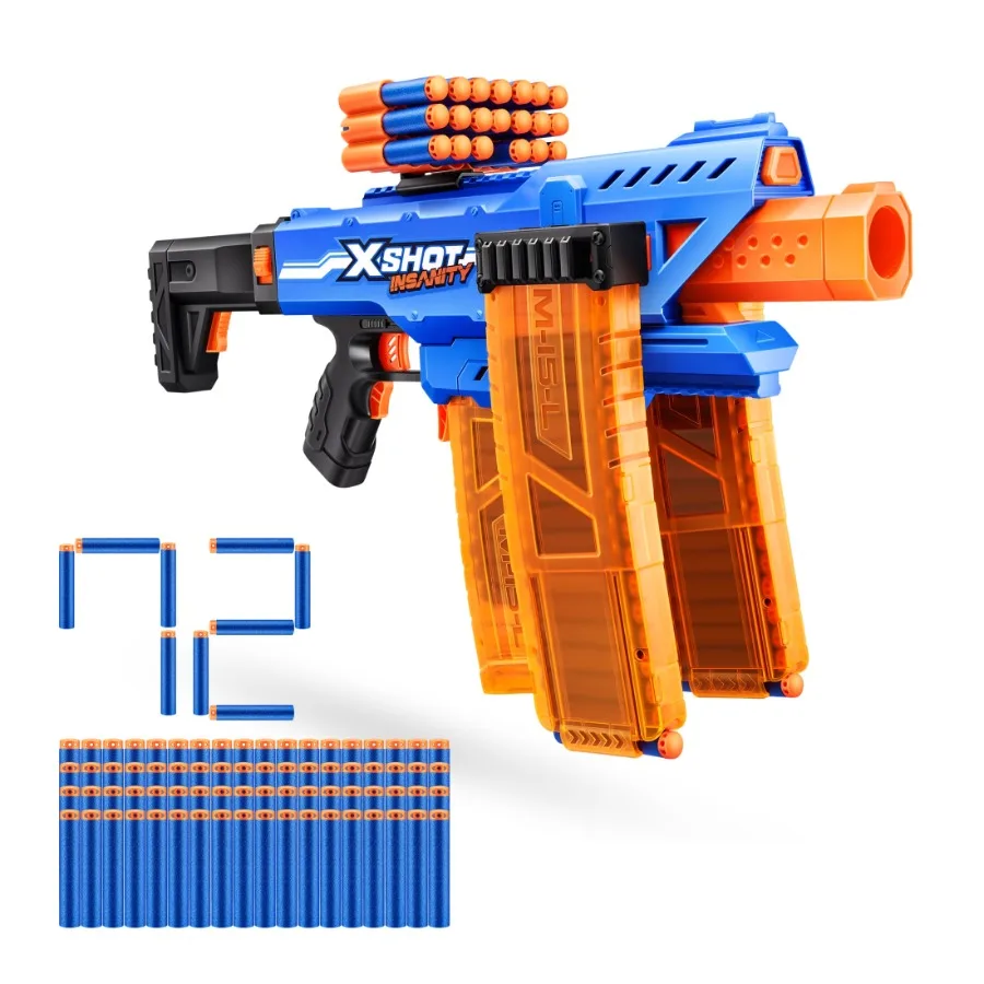 Insanity Motorized Clip Mania 72 Darts Outdoor Foam Blaster by ZURU for Ages 8+
Insanity Motorized Clip Mania 72 Darts Outdoor Foam Blaster by ZURU for Ages 8+