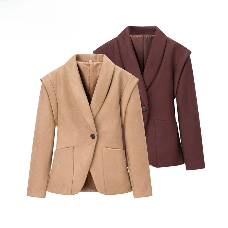 ZBZR Faionable mat V-Ne Suede Single-Bule Suit Jaet Women's Autumn New Sle Warm Commute Polyester Fiber
ZBZR Faionable mat V-Ne Suede Single-Bule Suit Jaet Women's Autumn New Sle Warm Commute Polyester Fiber
