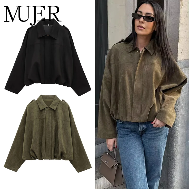 MUJER Zip Bomber Jackets for Women Suede Varsity Jackets Women Coats Oversize Jacket Woman Outerwears Soft Casual Women's Jacket
MUJER Zip Bomber Jackets for Women Suede Varsity Jackets Women Coats Oversize Jacket Woman Outerwears Soft Casual Women's Jacket