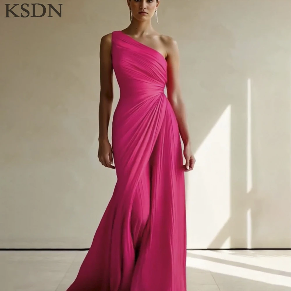 KSDN Magenta One-Shoulder Evening Dresses Elegant Sleeveless Sweep Train Special Occasion Pleat Dress Luxury Women Vestidos
KSDN Magenta One-Shoulder Evening Dresses Elegant Sleeveless Sweep Train Special Occasion Pleat Dress Luxury Women Vestidos