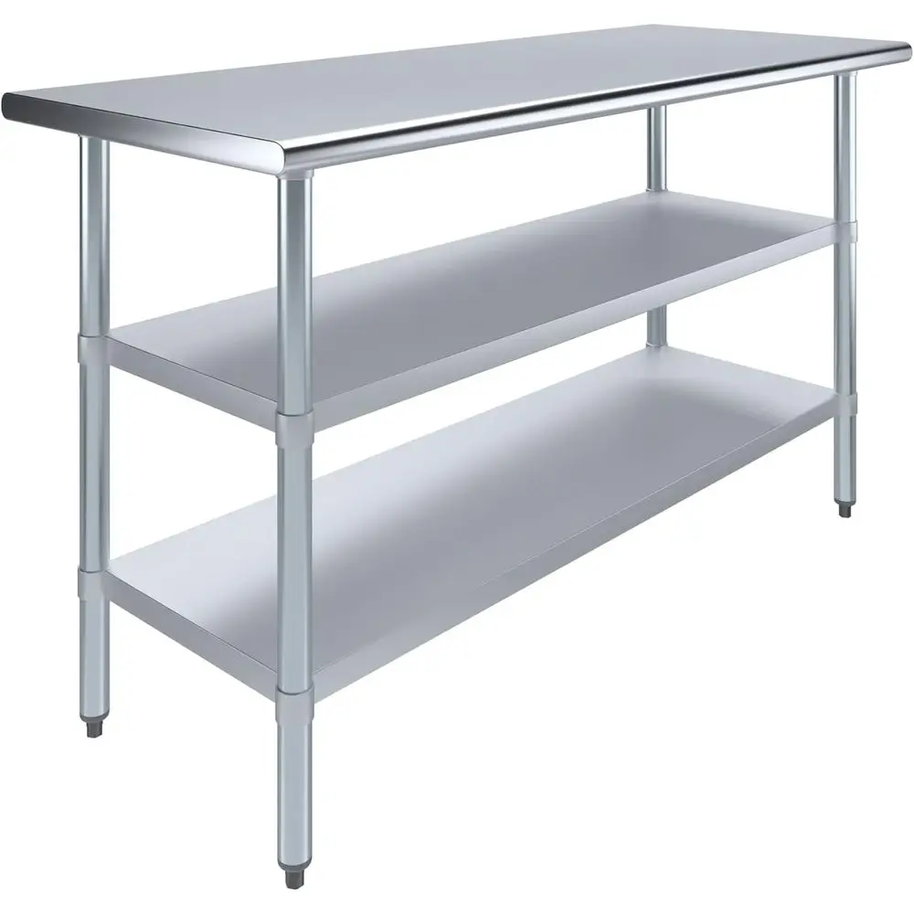 60 Long 24 Deep Stainless Steel Work Table with 2 Shelves - Metal Food Prep Station for Commercial and Residential Use
60 Long 24 Deep Stainless Steel Work Table with 2 Shelves - Metal Food Prep Station for Commercial and Residential Use