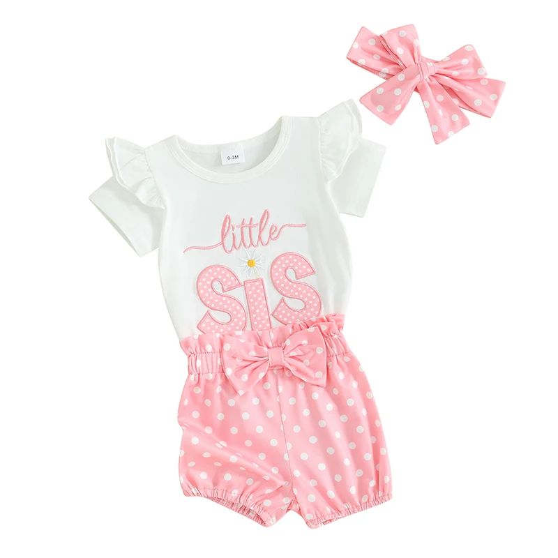 Baby Girls 3Pcs Summer Outfit Short Sleeve Romper Dots Print Shorts Headband Set Newborn Clothes
Baby Girls 3Pcs Summer Outfit Short Sleeve Romper Dots Print Shorts Headband Set Newborn Clothes