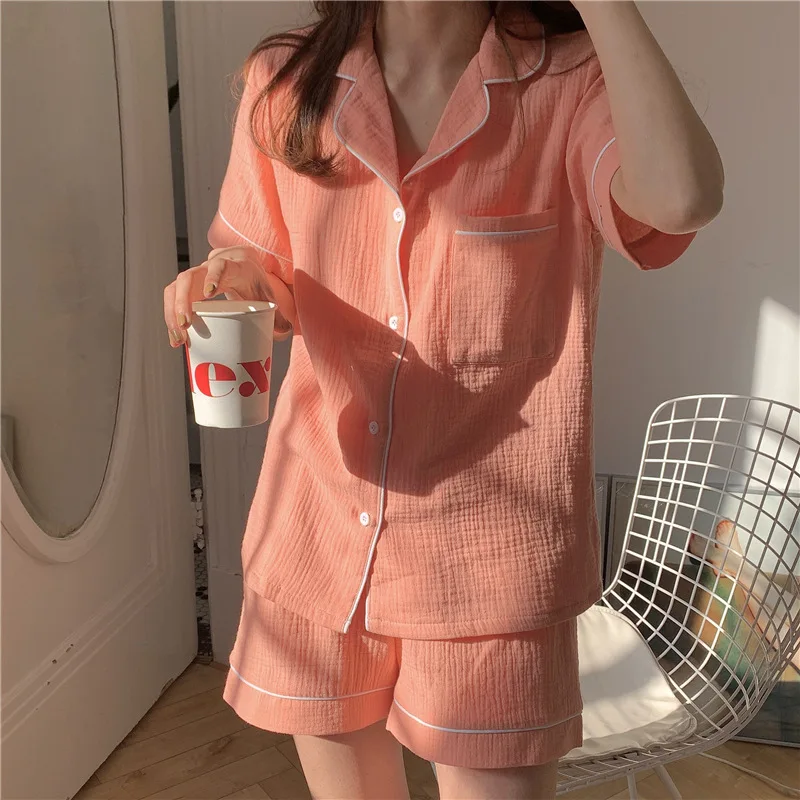 Pajama Shorts Set Pocket Pajama Pajama Set 2-piece Summer Pajama Button Home Clothes Solid Color Pajama
Pajama Shorts Set Pocket Pajama Pajama Set 2-piece Summer Pajama Button Home Clothes Solid Color Pajama