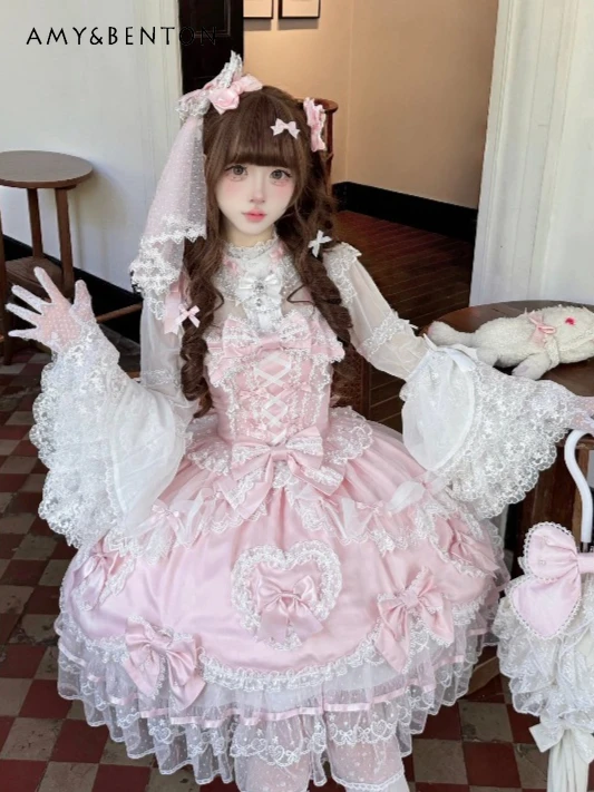 Original Design Elegant Fairy Style Lolita Evening Dresses Sweet Cute Bowknot Mesh Splicing Slim Jsk Strap Dress Puff Dress
Original Design Elegant Fairy Style Lolita Evening Dresses Sweet Cute Bowknot Mesh Splicing Slim Jsk Strap Dress Puff Dress