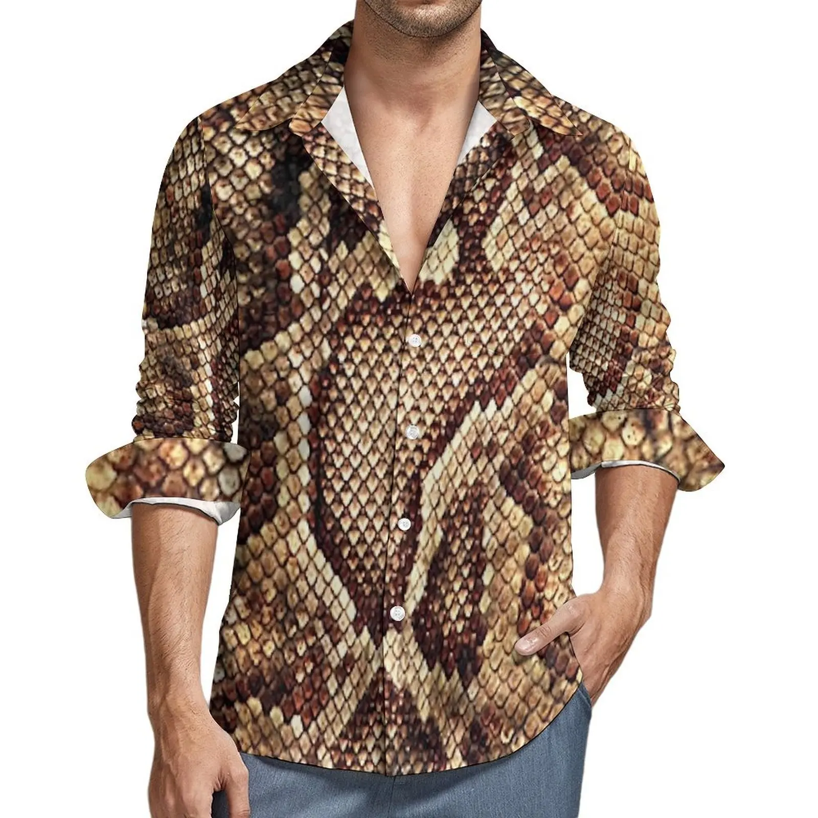 Men Shirt Brown Snake Skin Casual Shirts Long Sleeve Vintage Print Y2K Funny Blouse Autumn Trendy Design Oversized Clothes
Men Shirt Brown Snake Skin Casual Shirts Long Sleeve Vintage Print Y2K Funny Blouse Autumn Trendy Design Oversized Clothes