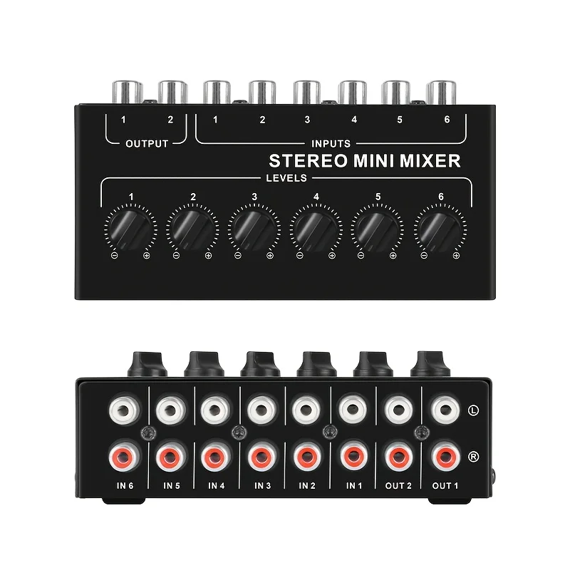 Fuluode Portable Passive Audio Mixer Stereo Mixer For Live Studio DJ Equipment RCA 6-Channel Small Audio Mixer
Fuluode Portable Passive Audio Mixer Stereo Mixer For Live Studio DJ Equipment RCA 6-Channel Small Audio Mixer