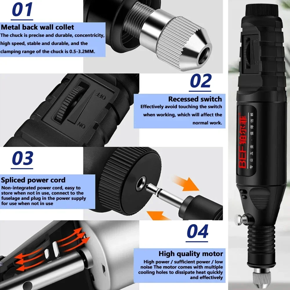 Milling Engraving Drill Polishing Variable Electric Bit Mini Rotary Speed Pen Tool Grinding
Milling Engraving Drill Polishing Variable Electric Bit Mini Rotary Speed Pen Tool Grinding