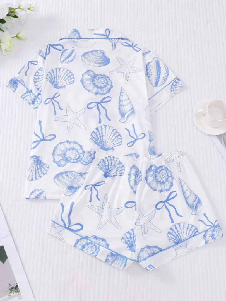 Women's Elegant Comfortable Loose Printed Lapel Cardigan Pajama Set With Pockets
Women's Elegant Comfortable Loose Printed Lapel Cardigan Pajama Set With Pockets