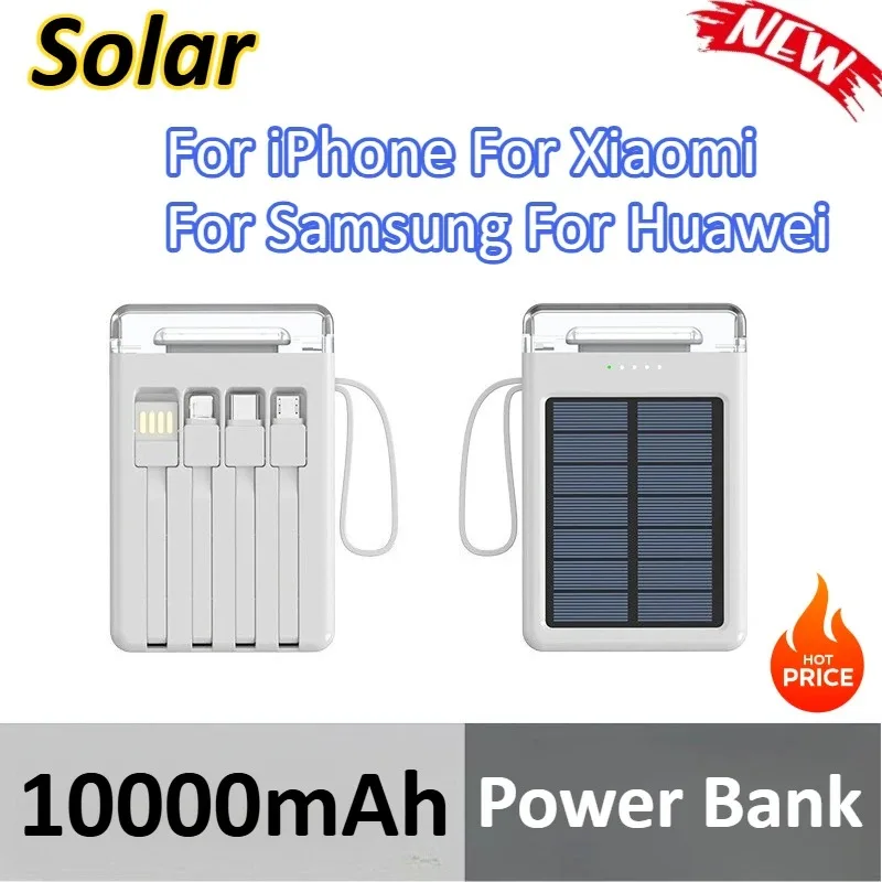10000mAh Solar Power Bank For iPhone For Xiaomi For Samsung For Huawei 4 in 1 Built in Cables Portable Spare External Battery
10000mAh Solar Power Bank For iPhone For Xiaomi For Samsung For Huawei 4 in 1 Built in Cables Portable Spare External Battery