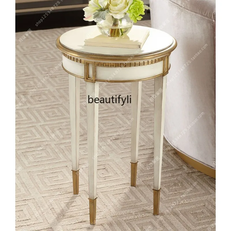 French Style Solid Wood Carved Vintage Side Table Light Luxury American Style Gold-Embellished Round Coffee Table
French Style Solid Wood Carved Vintage Side Table Light Luxury American Style Gold-Embellished Round Coffee Table