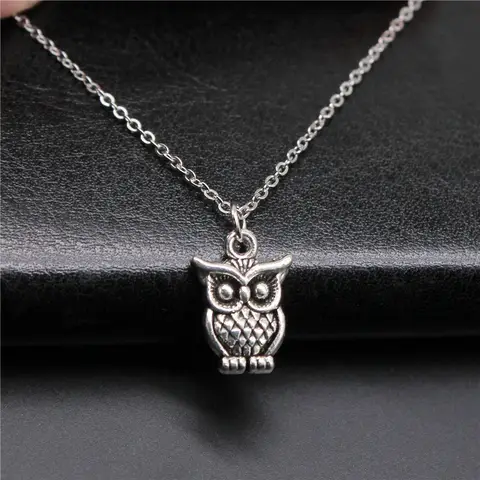 Simple Classic Fashion 16x12mm Antique Silver Color Owl Pendant Girl Women Short Chain Necklaces Choker Necklace
