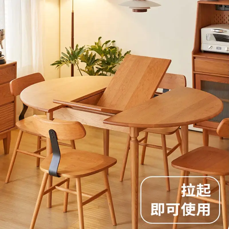 All solid wood retractable dining table Small apartment household folding round table Cherry wood restaurant pull table
All solid wood retractable dining table Small apartment household folding round table Cherry wood restaurant pull table