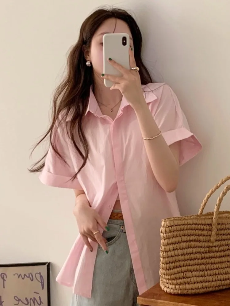 Chic Summer Casual Loose ort Sve Pure Color irt Women's Collar Single Button Top Versatile Comfortable Faion
Chic Summer Casual Loose ort Sve Pure Color irt Women's Collar Single Button Top Versatile Comfortable Faion