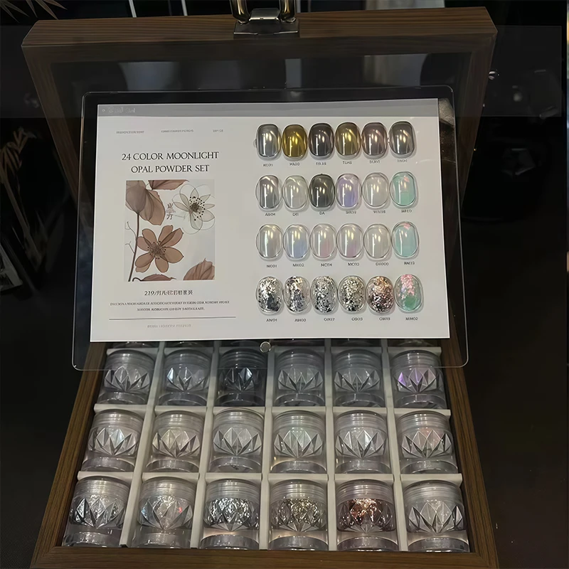 24-color Maillard Opal nail art set with color chart, Magic Mirror nail powder, Moonlight Mirror powder set, ultra-fine glitter,
24-color Maillard Opal nail art set with color chart, Magic Mirror nail powder, Moonlight Mirror powder set, ultra-fine glitter,