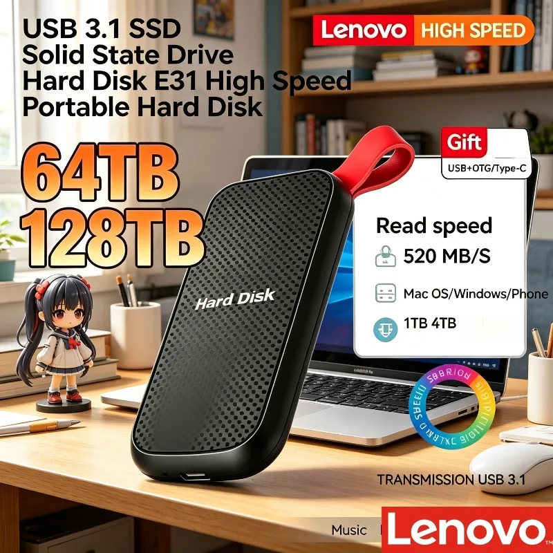 Внешний SSD-накопитель Lenovo E31 4 ТБ USB 3.1 для ноутбуков, PS5, телефонов, игровых консолей и резервного копирования данных
Внешний SSD-накопитель Lenovo E31 4 ТБ USB 3.1 для ноутбуков, PS5, телефонов, игровых консолей и резервного копирования данных