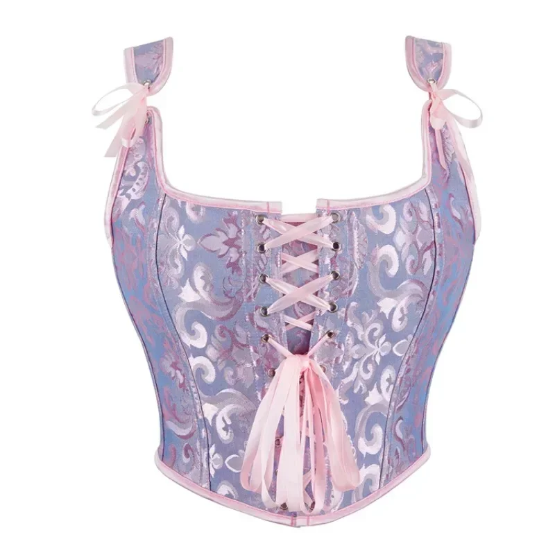 Vintage Jacquard Lace-Up Overbust Corset Crop Top Women Gothic Bustier Vest Victorian Fashion Tank Bodice Body Shaper Corselet
Vintage Jacquard Lace-Up Overbust Corset Crop Top Women Gothic Bustier Vest Victorian Fashion Tank Bodice Body Shaper Corselet