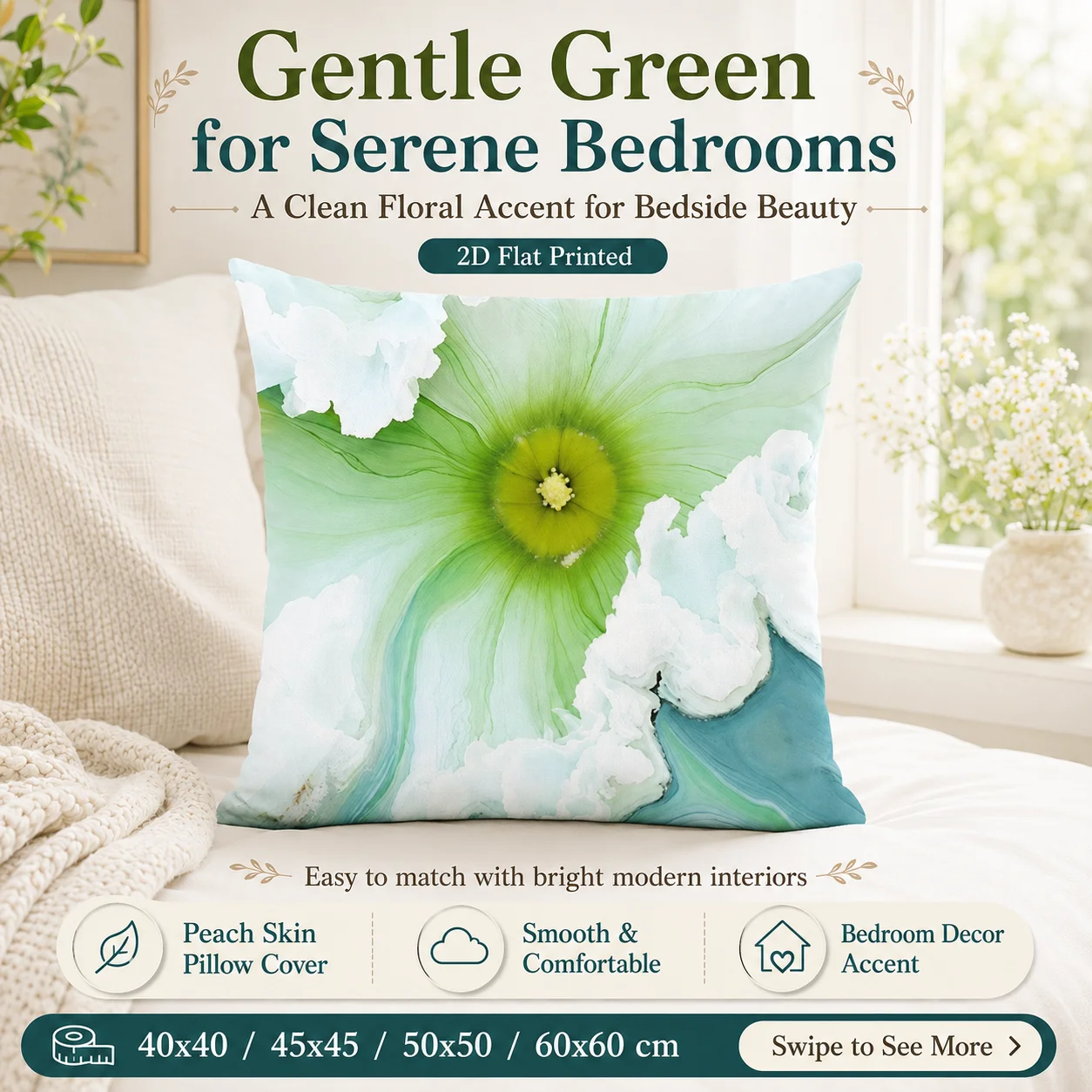 Abstract Green Floral Pillowcase 2D Flat Printed Peach Skin Pillow Cover Serene Bedroom Bedside Sofa Modern Home Decor Accent
Abstract Green Floral Pillowcase 2D Flat Printed Peach Skin Pillow Cover Serene Bedroom Bedside Sofa Modern Home Decor Accent