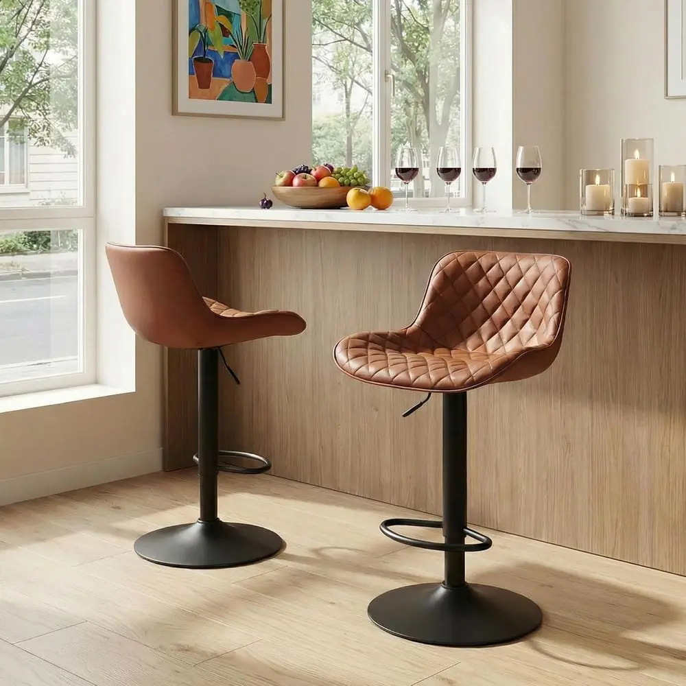 Adjustable Swivel Leather Bar Stools Set of 2 for Counter Height, Suitable for Home Kitchen and Restaurant Use
Adjustable Swivel Leather Bar Stools Set of 2 for Counter Height, Suitable for Home Kitchen and Restaurant Use