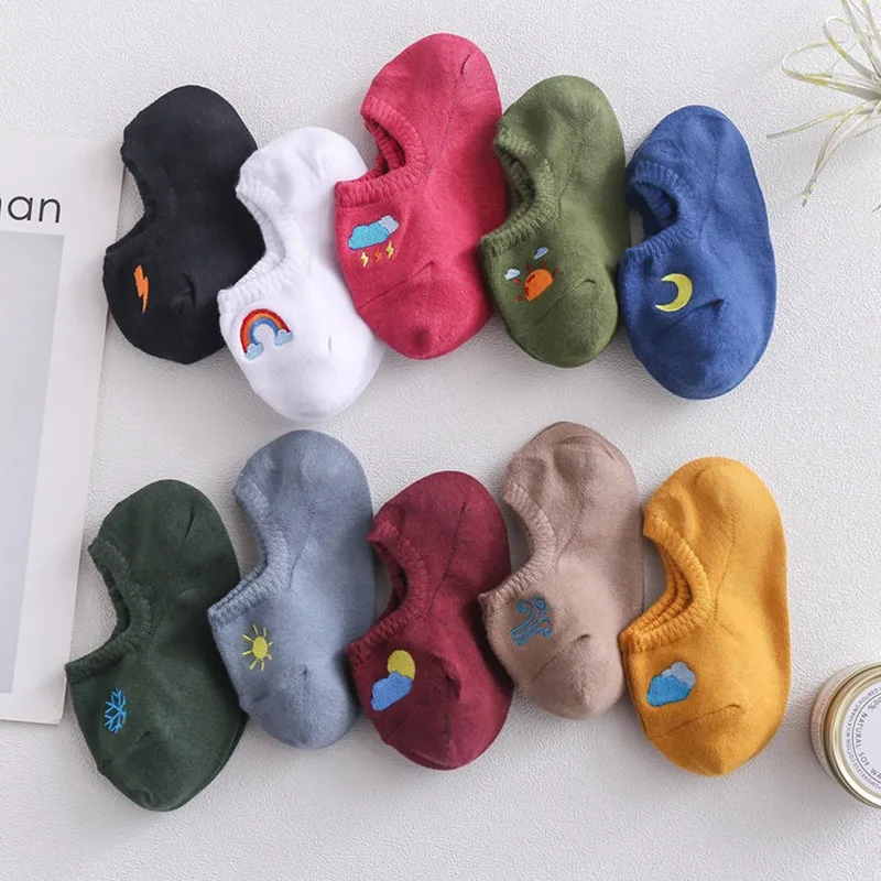 Japanese Women's Summer Invisible Socks Combed Cotton Embroidery Moon Sun Snowflake Pattern Heel Silicone Non-slip Boat Socks
Japanese Women's Summer Invisible Socks Combed Cotton Embroidery Moon Sun Snowflake Pattern Heel Silicone Non-slip Boat Socks