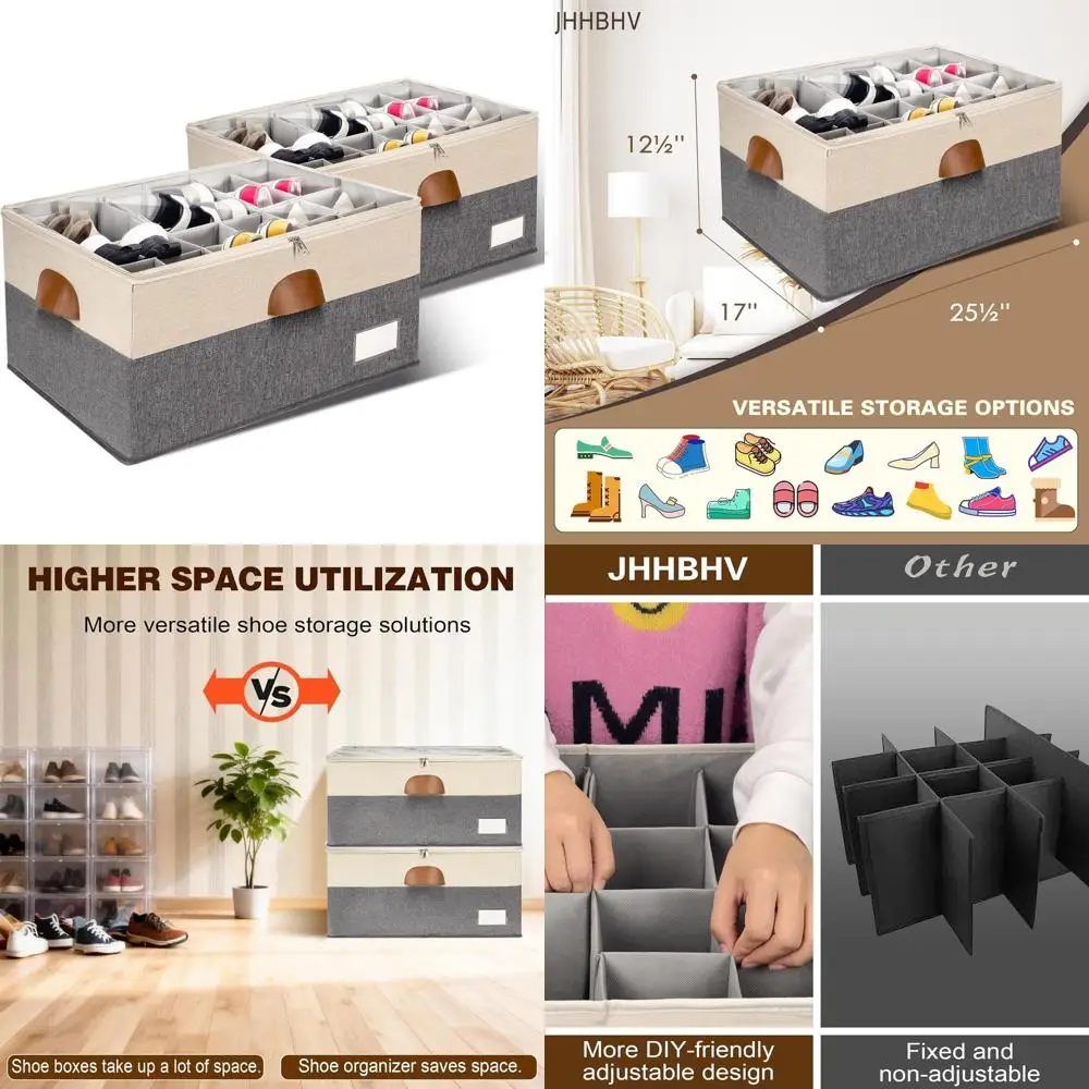 Регулируемый большой органайзер для обуви с прозрачной крышкой, складные контейнеры для хранения в шкафу, вмещает 24–48 пар, бежевый
Регулируемый большой органайзер для обуви с прозрачной крышкой, складные контейнеры для хранения в шкафу, вмещает 24–48 пар, бежевый
