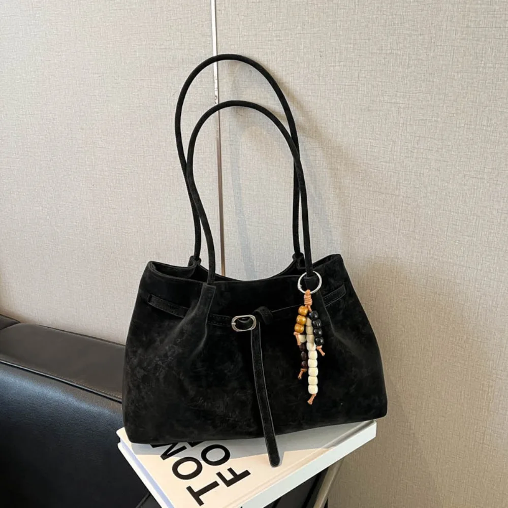 Suede/PU Leather Shoulder Bag Retro Elegant Handbag Large Capacity Solid Color Commuting Tote Bag School/Travel/Work Suede/PU Leather Shoulder Bag Retro Elegant Handbag Large Capacity Solid Color Commuting Tote Bag School/Travel/Work