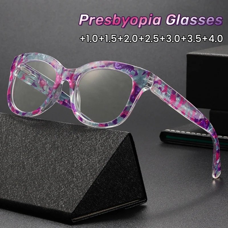 Fashionable Large Framed Personalized Floral-print Presbyopia Glasses Blue Light Blocking Eye Protection Eyeglasses +1.0 To +4.0
Fashionable Large Framed Personalized Floral-print Presbyopia Glasses Blue Light Blocking Eye Protection Eyeglasses +1.0 To +4.0