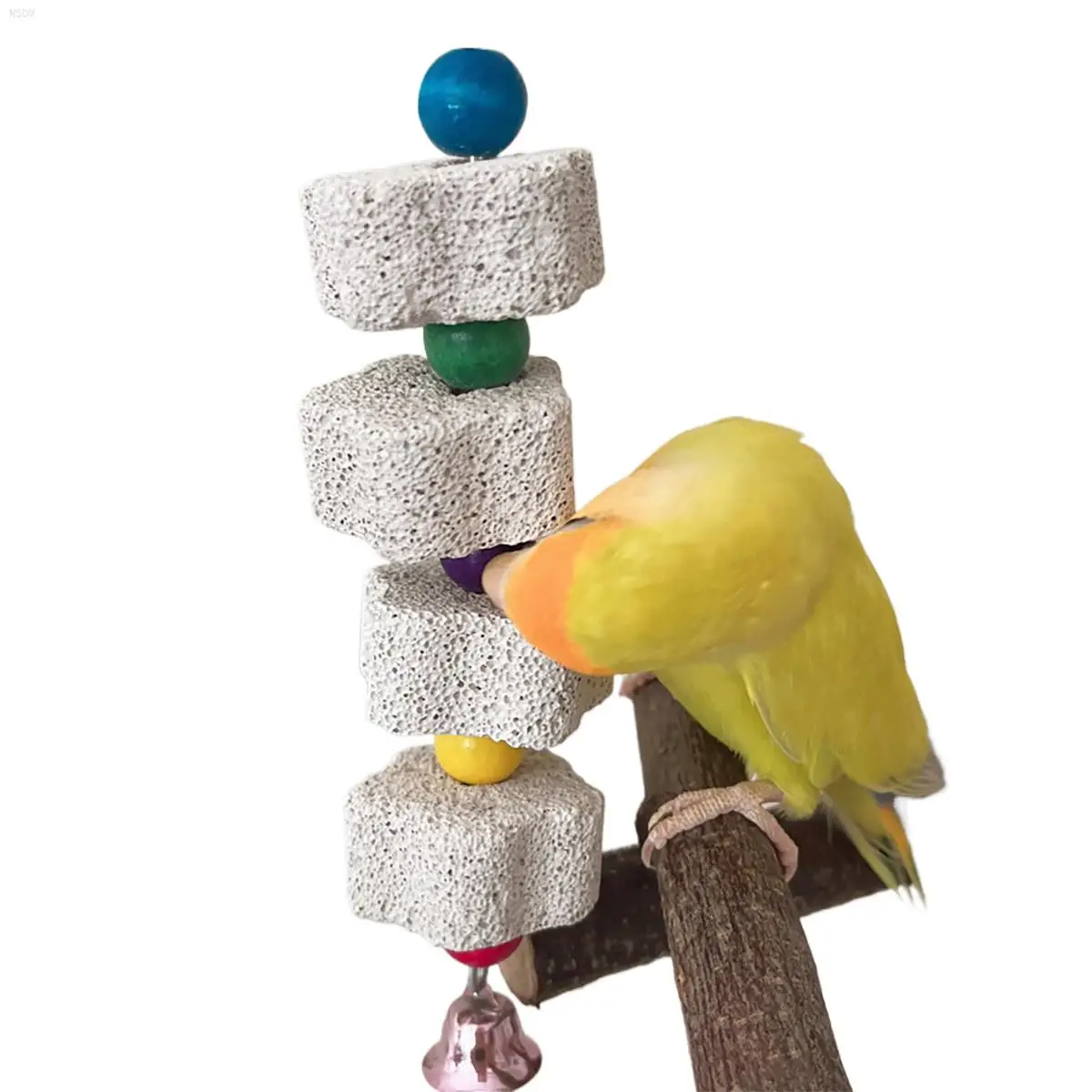 NSDM1 piece of multi-color beak grinding calcium stone cage toy with bell, flower shaped hanging chew toy
NSDM1 piece of multi-color beak grinding calcium stone cage toy with bell, flower shaped hanging chew toy
