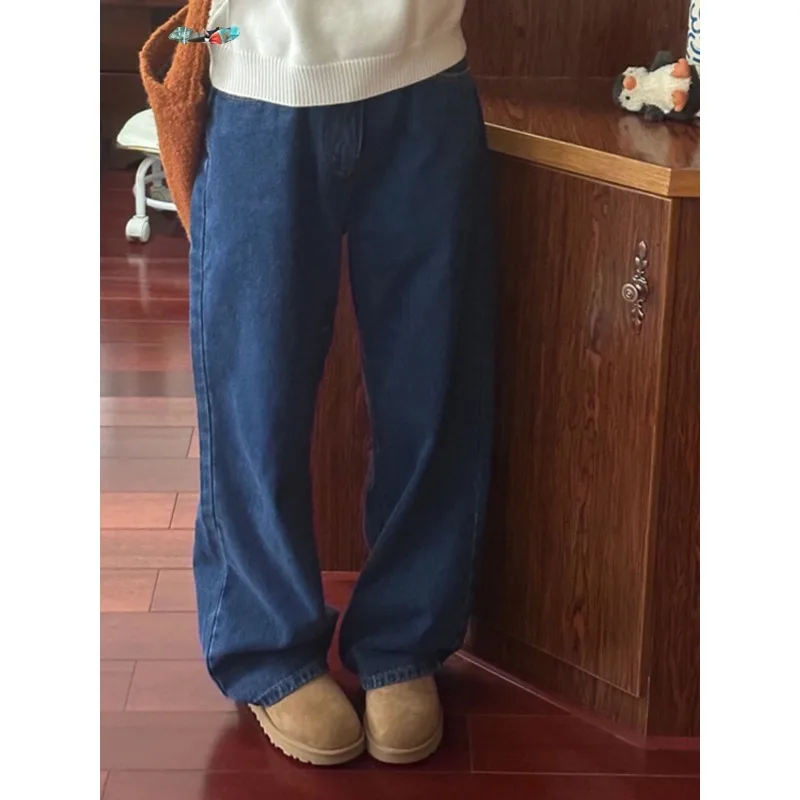 Женские синие джинсы с широкими штанинами, свободного кроя, с высокой талией, повседневные джинсовые брюки, удобная уличная одежда на каждый день
Женские синие джинсы с широкими штанинами, свободного кроя, с высокой талией, повседневные джинсовые брюки, удобная уличная одежда на каждый день