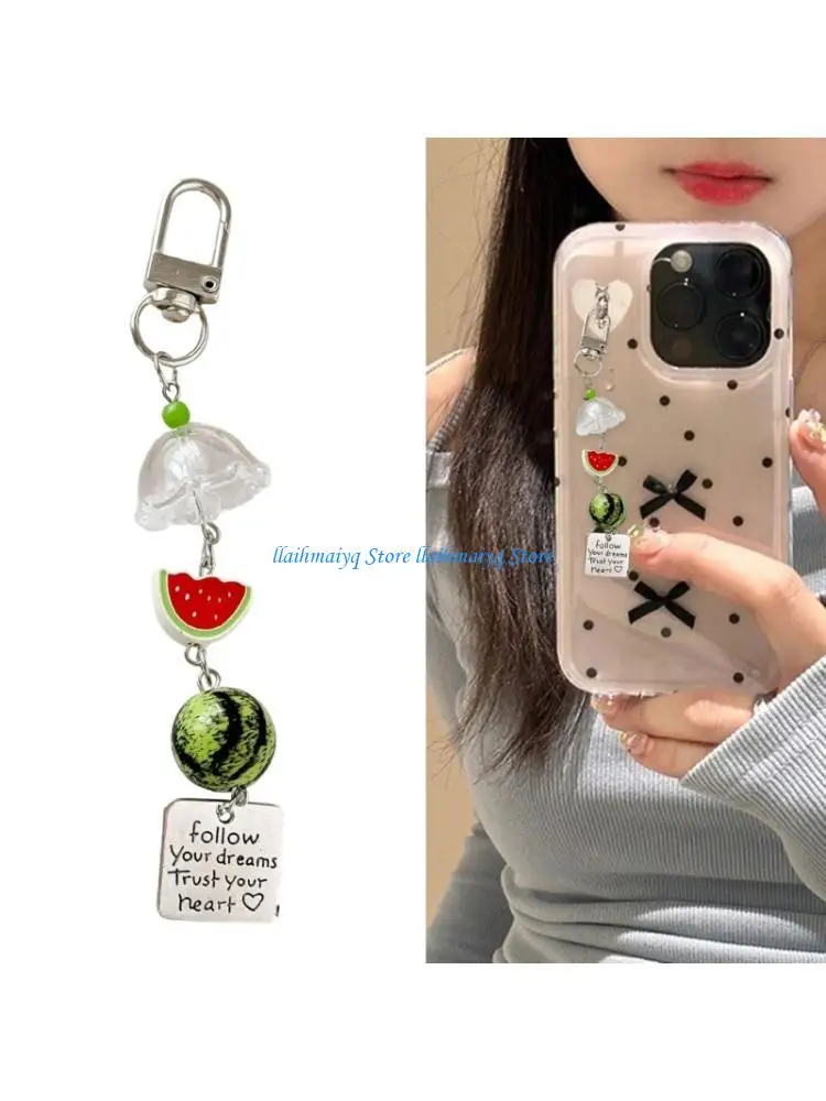 573B Adorable Watermelon Keychain Beaded Holder Elegant Keyring Pendant Resin Texture Suitable for Women Girls Daily Use
573B Adorable Watermelon Keychain Beaded Holder Elegant Keyring Pendant Resin Texture Suitable for Women Girls Daily Use