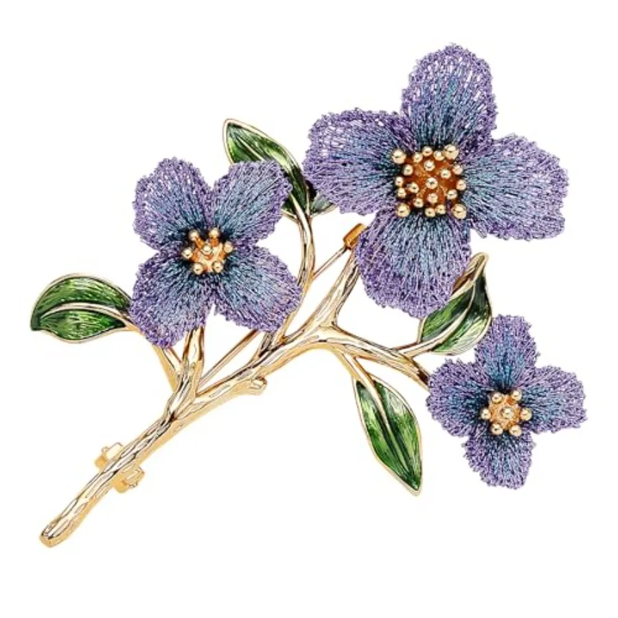 Forget me not Flower Brooch Handmade Gold Thread Embroidered and hand-Drip Enamel leaf, Gradient Botanical Floral Brooch pins f
Forget me not Flower Brooch Handmade Gold Thread Embroidered and hand-Drip Enamel leaf, Gradient Botanical Floral Brooch pins f