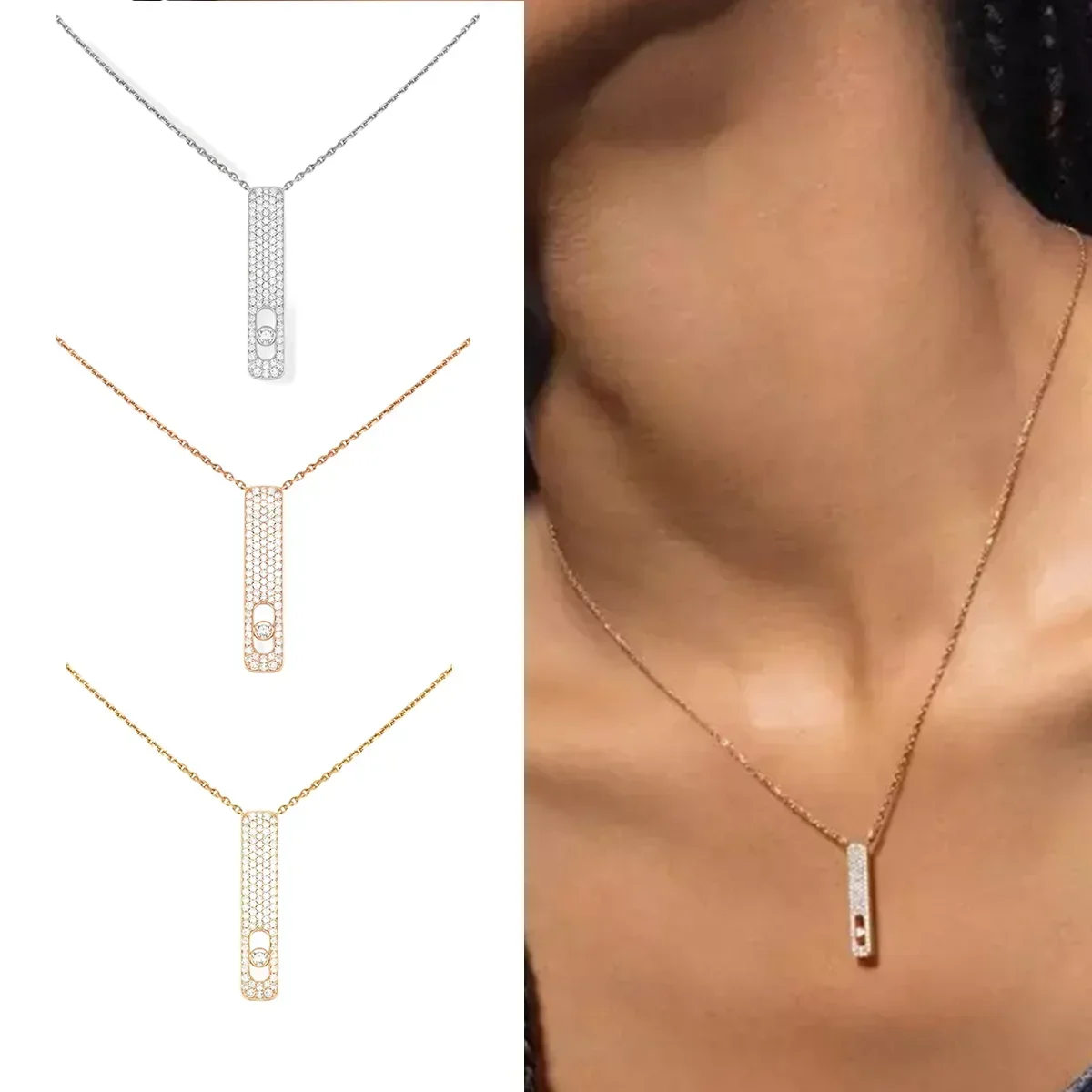 s925 sterling silver Mess new necklace, pavé diamond necklace, three colors optional, party wear as a gift for girlfriend
s925 sterling silver Mess new necklace, pavé diamond necklace, three colors optional, party wear as a gift for girlfriend