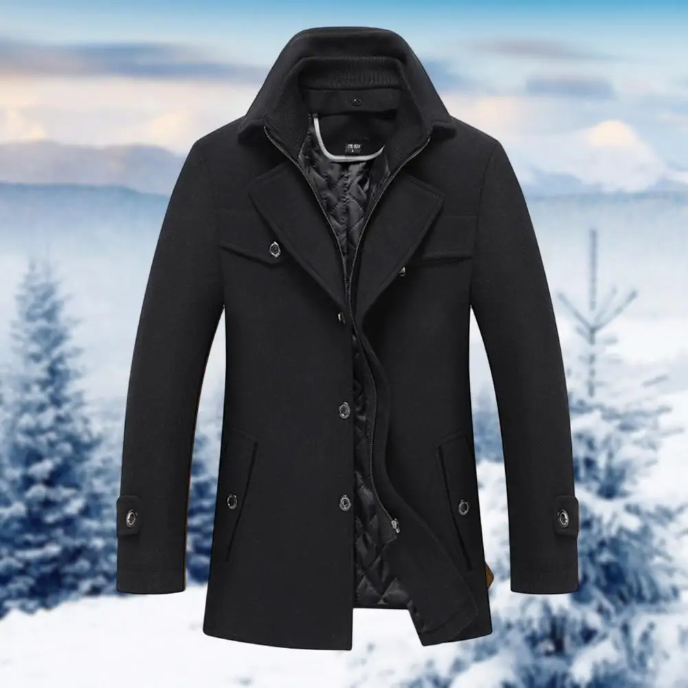 Men Windbreaker Lapel Stand Double Collar Long Sleeve Pockets Button Autumn Winter Solid Color Cotton Woolen Coat Daily Clothing
Men Windbreaker Lapel Stand Double Collar Long Sleeve Pockets Button Autumn Winter Solid Color Cotton Woolen Coat Daily Clothing