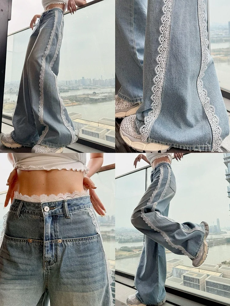 Весна 2025: Прямые джинсы с высокой талией и кружевной отделкой в стиле пэчворк. Универсальные повседневные широкие брюки с эффектом похудения.
Весна 2025: Прямые джинсы с высокой талией и кружевной отделкой в стиле пэчворк. Универсальные повседневные широкие брюки с эффектом похудения.