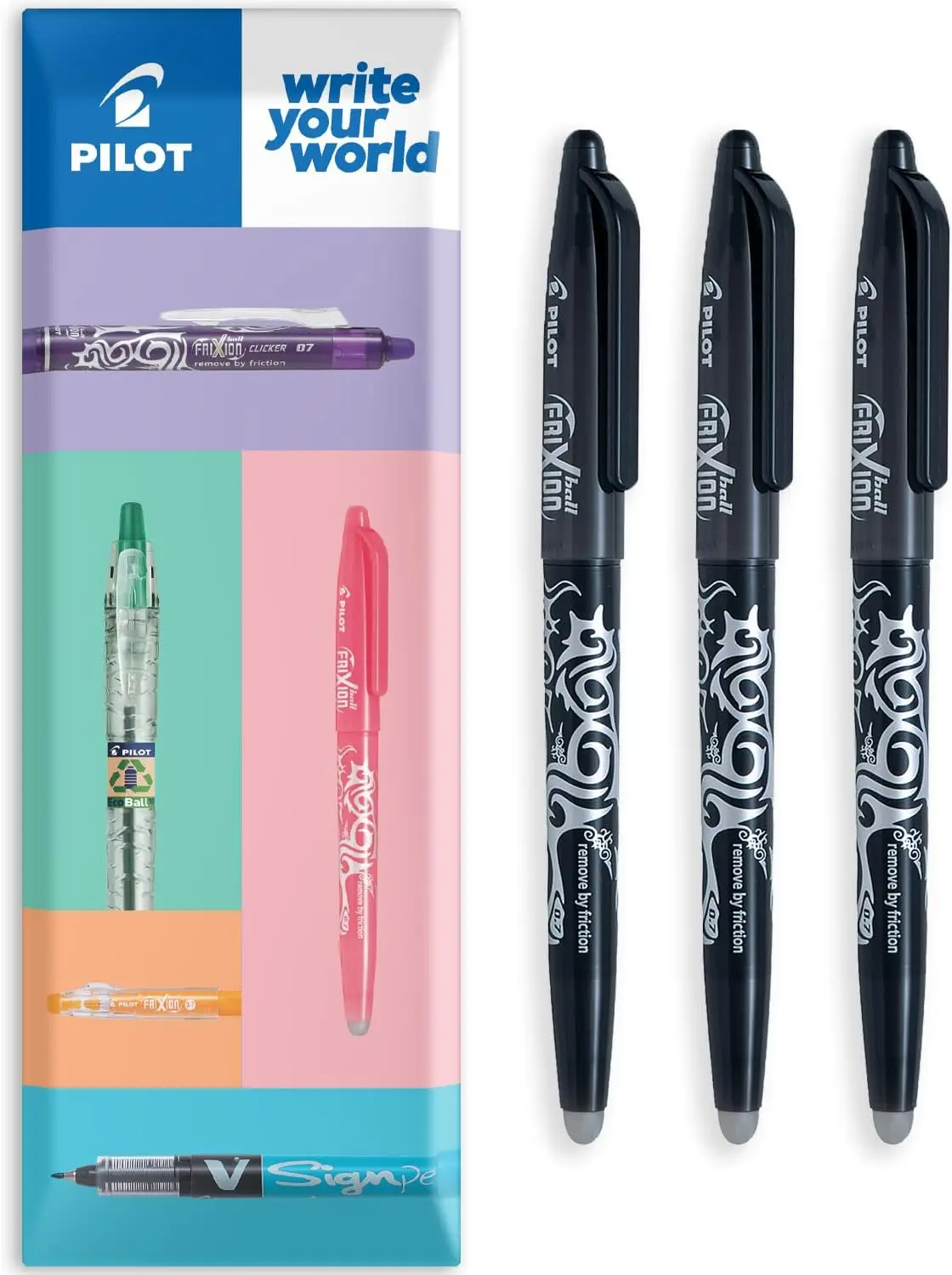 Friction Erasable Rollerball Pen FR7 - Medium Line 0.7mm Tip - Wallet Pack of 3 (Black)
Friction Erasable Rollerball Pen FR7 - Medium Line 0.7mm Tip - Wallet Pack of 3 (Black)