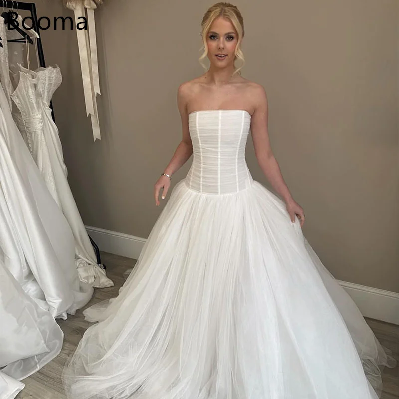 Booma Simple Sleeveless A-Line Wedding Dresses Satin Strapless Floor-Length Brides Gown Custom Made 2025
Booma Simple Sleeveless A-Line Wedding Dresses Satin Strapless Floor-Length Brides Gown Custom Made 2025