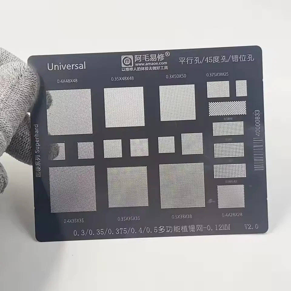 JTX Multi-Specification UV Solder Mask Green Oil Stencil, AMAOE Universal BGA Reflow Soldering Template, Suitable for General
JTX Multi-Specification UV Solder Mask Green Oil Stencil, AMAOE Universal BGA Reflow Soldering Template, Suitable for General