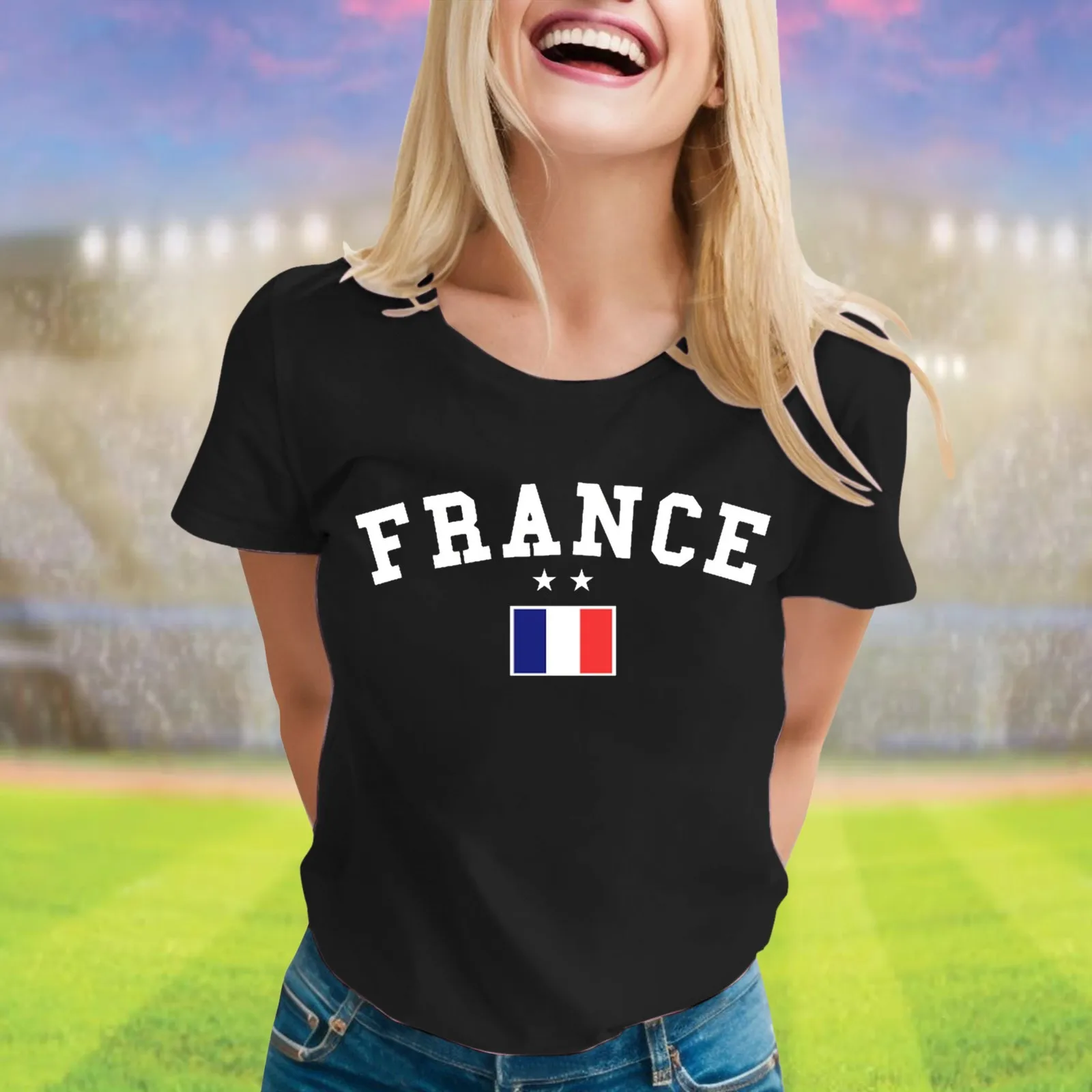 2024 New Summer Fashion Female Top Tee Round Neck Short Sleeved Loose Tee Shirts Women's France Flag Printed Casual T-Shirt
2024 New Summer Fashion Female Top Tee Round Neck Short Sleeved Loose Tee Shirts Women's France Flag Printed Casual T-Shirt