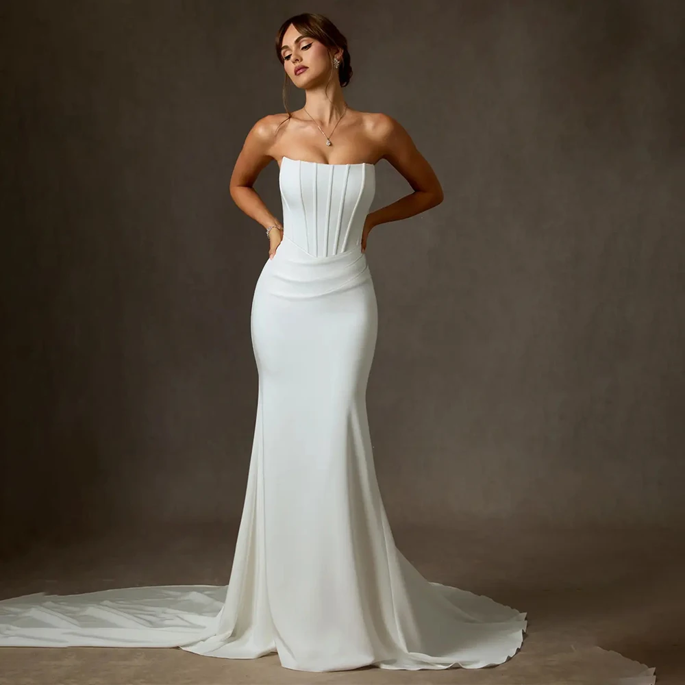Wedding Dress Strapless Sleeveless Ruffled Mermaid Bride Dress Bride Gowns Formal Bridal Gowns for Wedding vestidos de novia
Wedding Dress Strapless Sleeveless Ruffled Mermaid Bride Dress Bride Gowns Formal Bridal Gowns for Wedding vestidos de novia