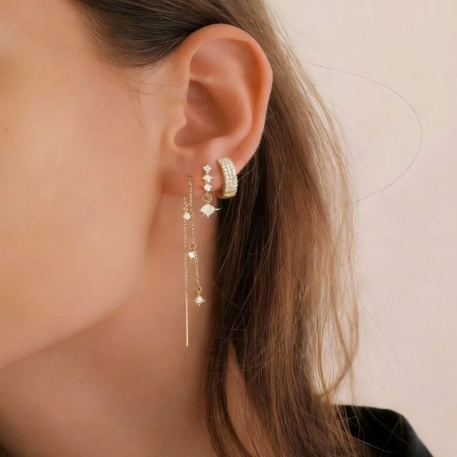 Trending 3 Piece Fashion Commute Real Gold Electroplated Brass Dangle Earrings Sweet Zircon Inlaid Tassel Fairy Earrings Set
Trending 3 Piece Fashion Commute Real Gold Electroplated Brass Dangle Earrings Sweet Zircon Inlaid Tassel Fairy Earrings Set