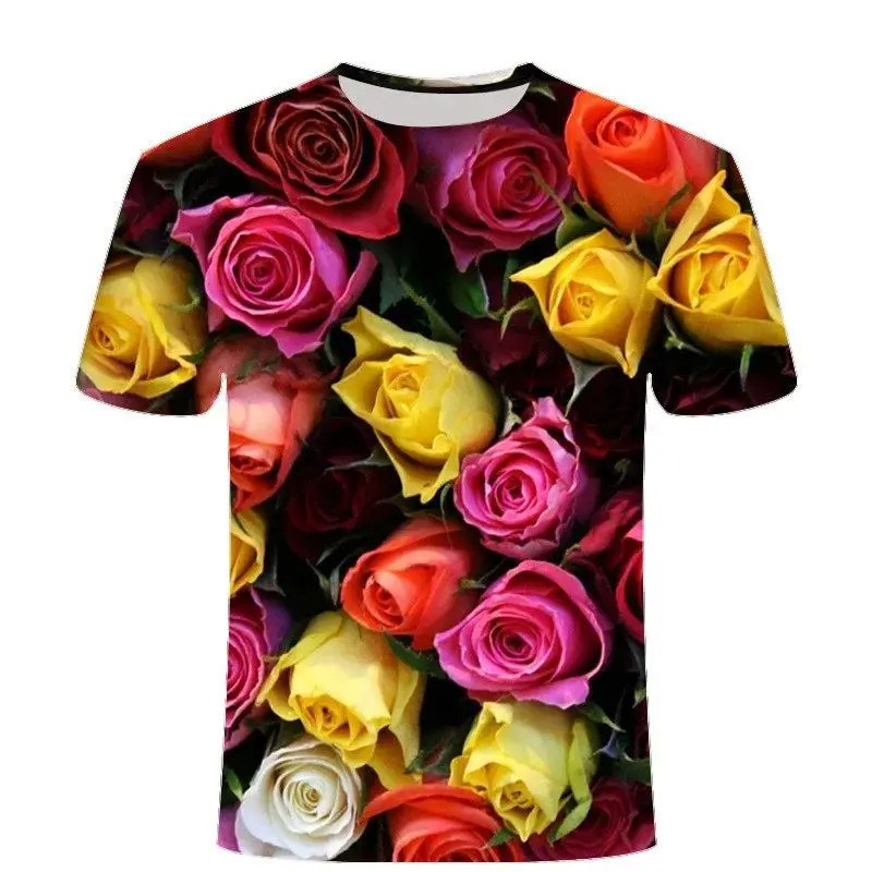 Summer Men's Natural Scenery Rose Flower Pattern T-Shirt Fashion Personality O Collar Short-Sleeved 3d Printed Plus-Size Top
Summer Men's Natural Scenery Rose Flower Pattern T-Shirt Fashion Personality O Collar Short-Sleeved 3d Printed Plus-Size Top