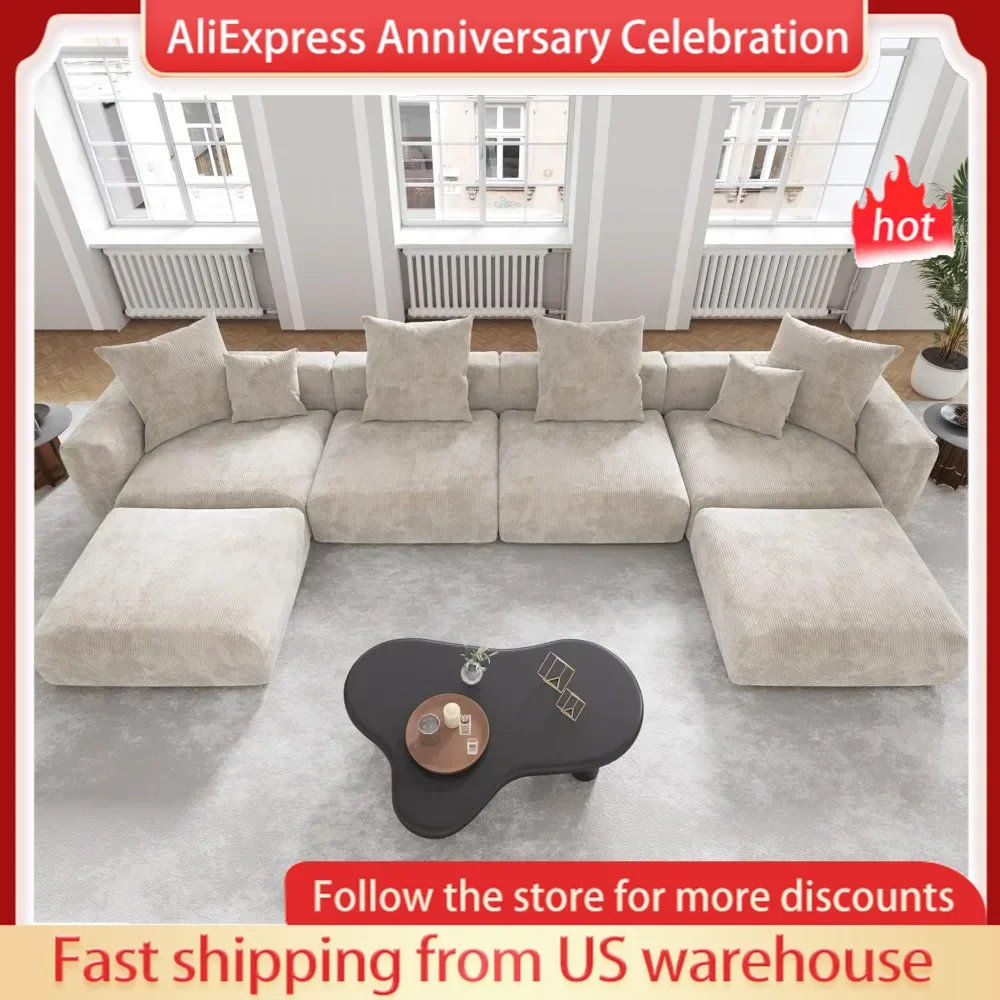 U-Shaped Modular Sectional Couch,181.1" Oversized Luxurious Corduroy Modular Sectional with Chaise Ottomans for Living Room
U-Shaped Modular Sectional Couch,181.1" Oversized Luxurious Corduroy Modular Sectional with Chaise Ottomans for Living Room