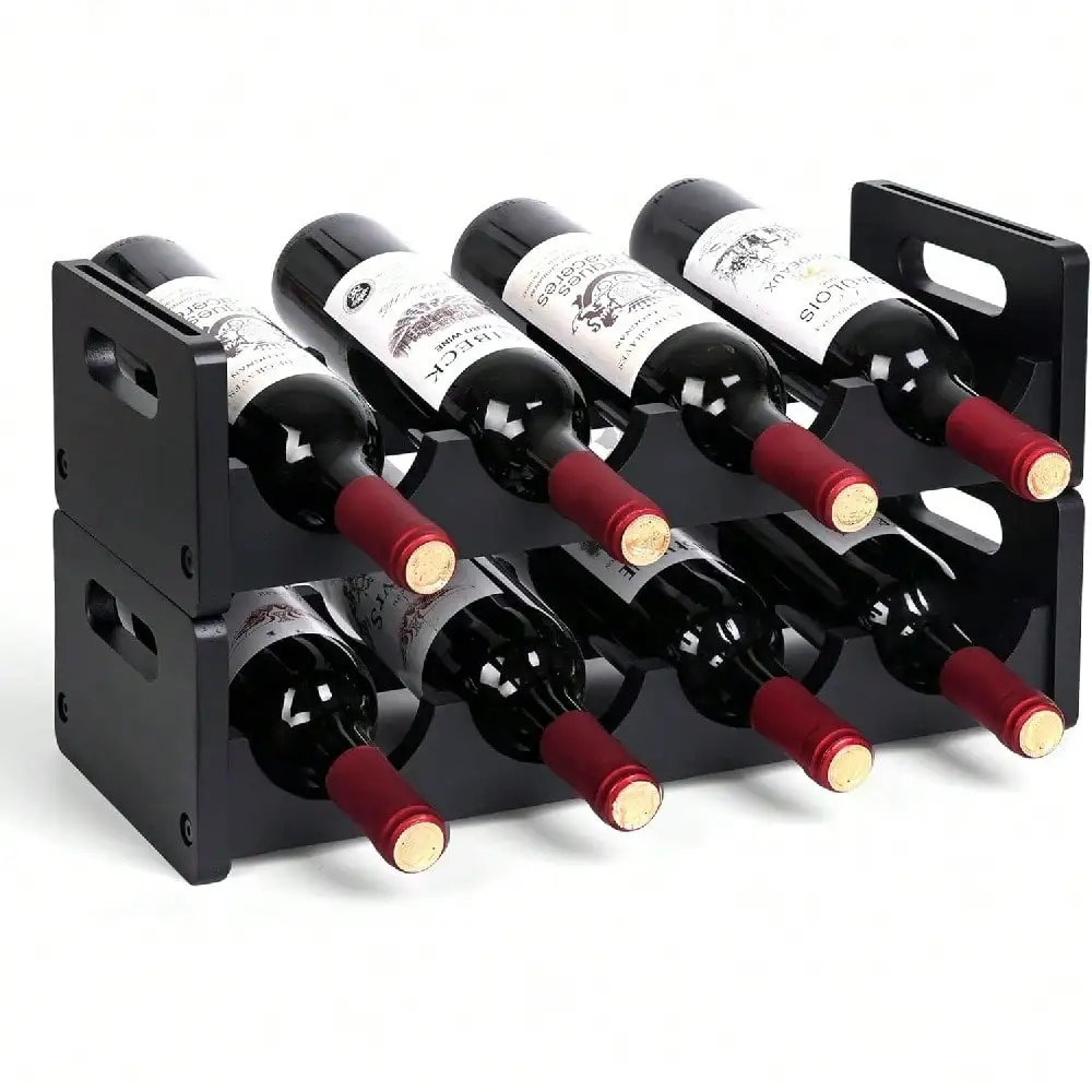 Countertop Wine Rack - 8 Bottle Wine Bottle Holder Stand - 2 Tier Wooden Wine Storage Rack - Stackable Wine Organizer Cabinet Pantry Home Kitchen Bar (Black, 2 Tier-8 Bottles)
Countertop Wine Rack - 8 Bottle Wine Bottle Holder Stand - 2 Tier Wooden Wine Storage Rack - Stackable Wine Organizer Cabinet Pantry Home Kitchen Bar (Black, 2 Tier-8 Bottles)