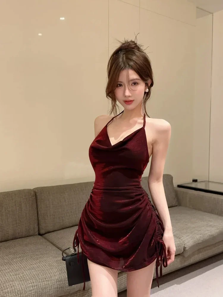 Arazooyi Sexy Halter Backless Nightclub Mini Dress Women Sleeveless Slim Fit Drawstring Party Dresses 2025 Fashion Vestidos
Arazooyi Sexy Halter Backless Nightclub Mini Dress Women Sleeveless Slim Fit Drawstring Party Dresses 2025 Fashion Vestidos